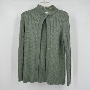 LL Bean Womens Fisherman Cable Knit Cardigan Size S Sweater Cabin Old Money Prep